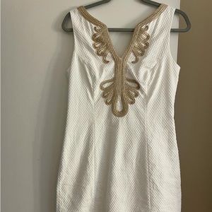 Lilly Pulitzer White and gold above knee length dress